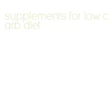 supplements for low carb diet