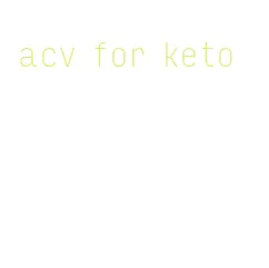 acv for keto